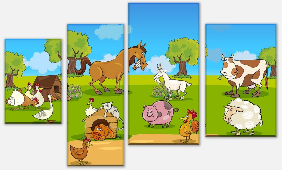 Leinwandbild Mehrteiler Verrückter Bauernhof Kinder M0274 Leinwandbild Mehrteiler Verrückter Bauernhof Kinder M0274