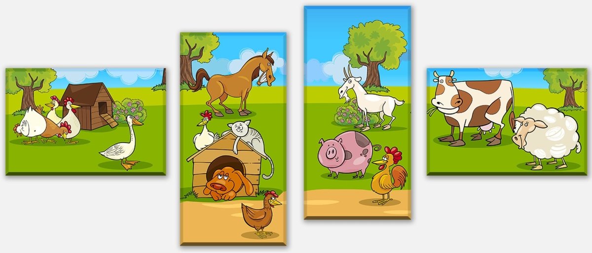 Leinwandbild Mehrteiler Verrückter Bauernhof Kinder M0274 Leinwandbild Mehrteiler Verrückter Bauernhof Kinder M0274