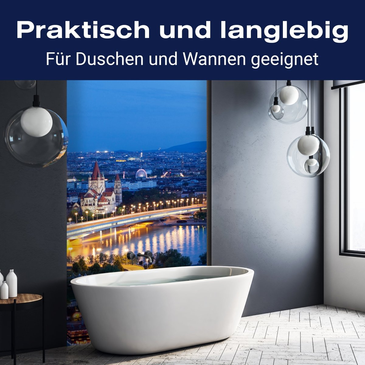 Duschwand Wien bei Nacht M0276 entdecken - Bild 3 Duschwand Wien bei Nacht M0276 entdecken - Bild 3