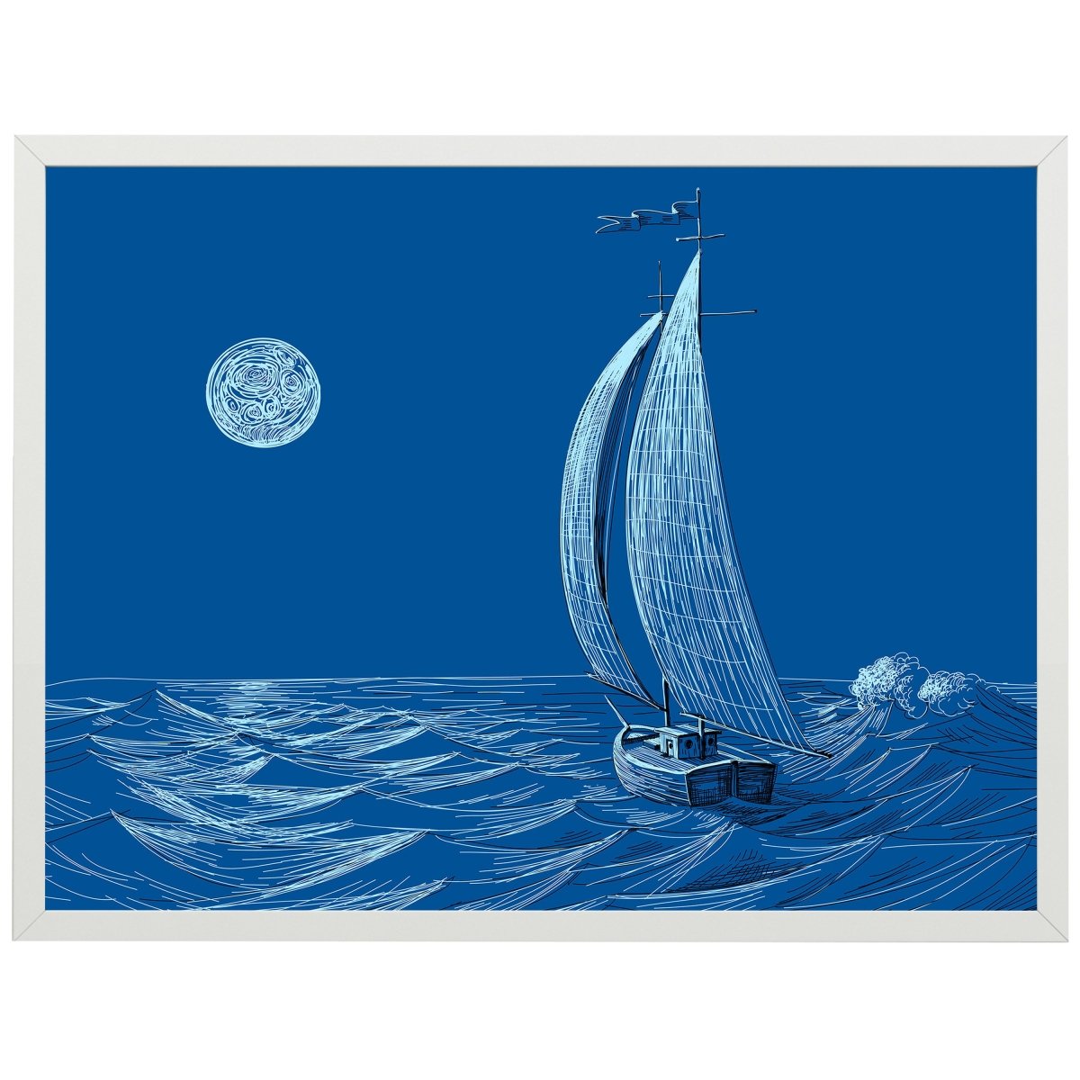 wandmotiv24 Poster, Poster - Meer, Boot, Mond - M0298 - Bild 1 wandmotiv24 Poster, Poster - Meer, Boot, Mond - M0298 - Bild 1