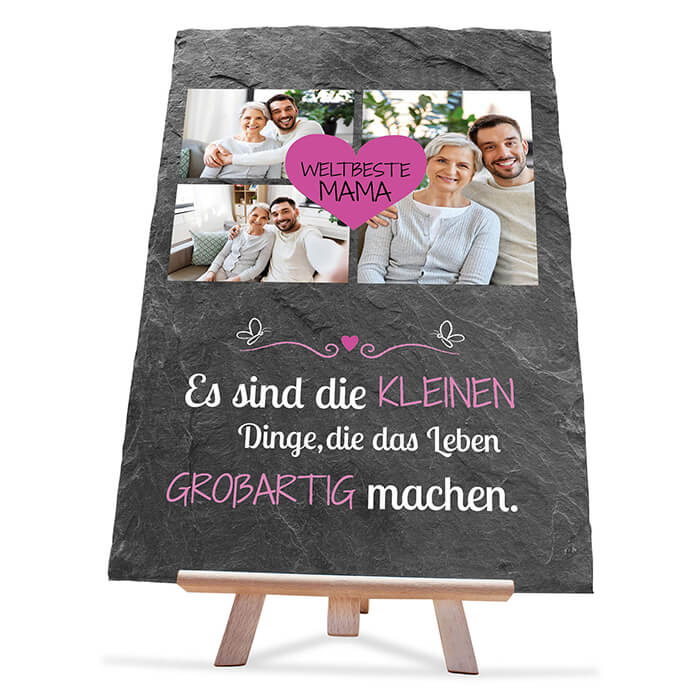 Schiefertafel mit Staffelei pinkes Herz M0299 - Bild 1 Schiefertafel mit Staffelei pinkes Herz M0299 - Bild 1