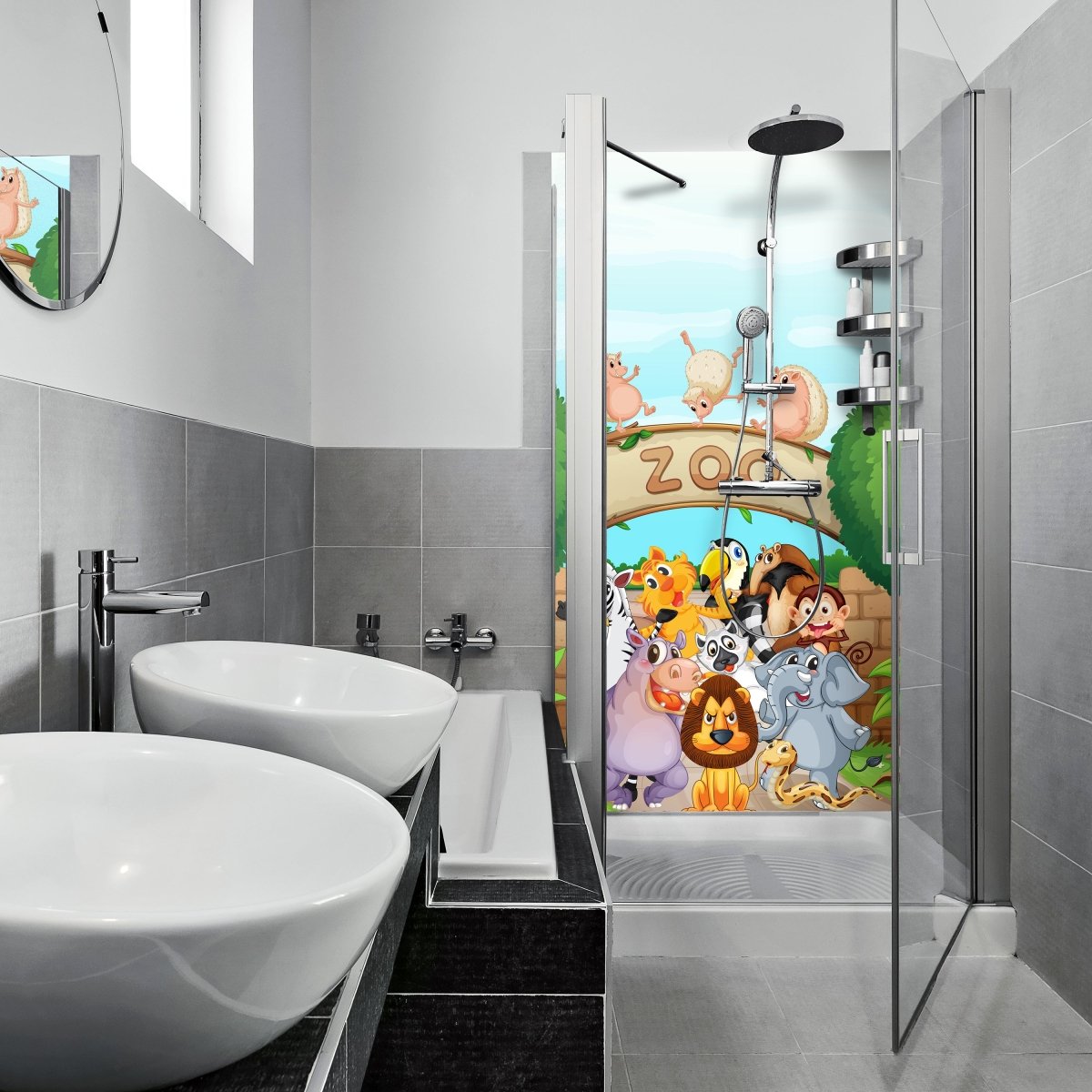 Duschwand Zootiere Kinder M0302 entdecken - Bild 1 Duschwand Zootiere Kinder M0302 entdecken - Bild 1