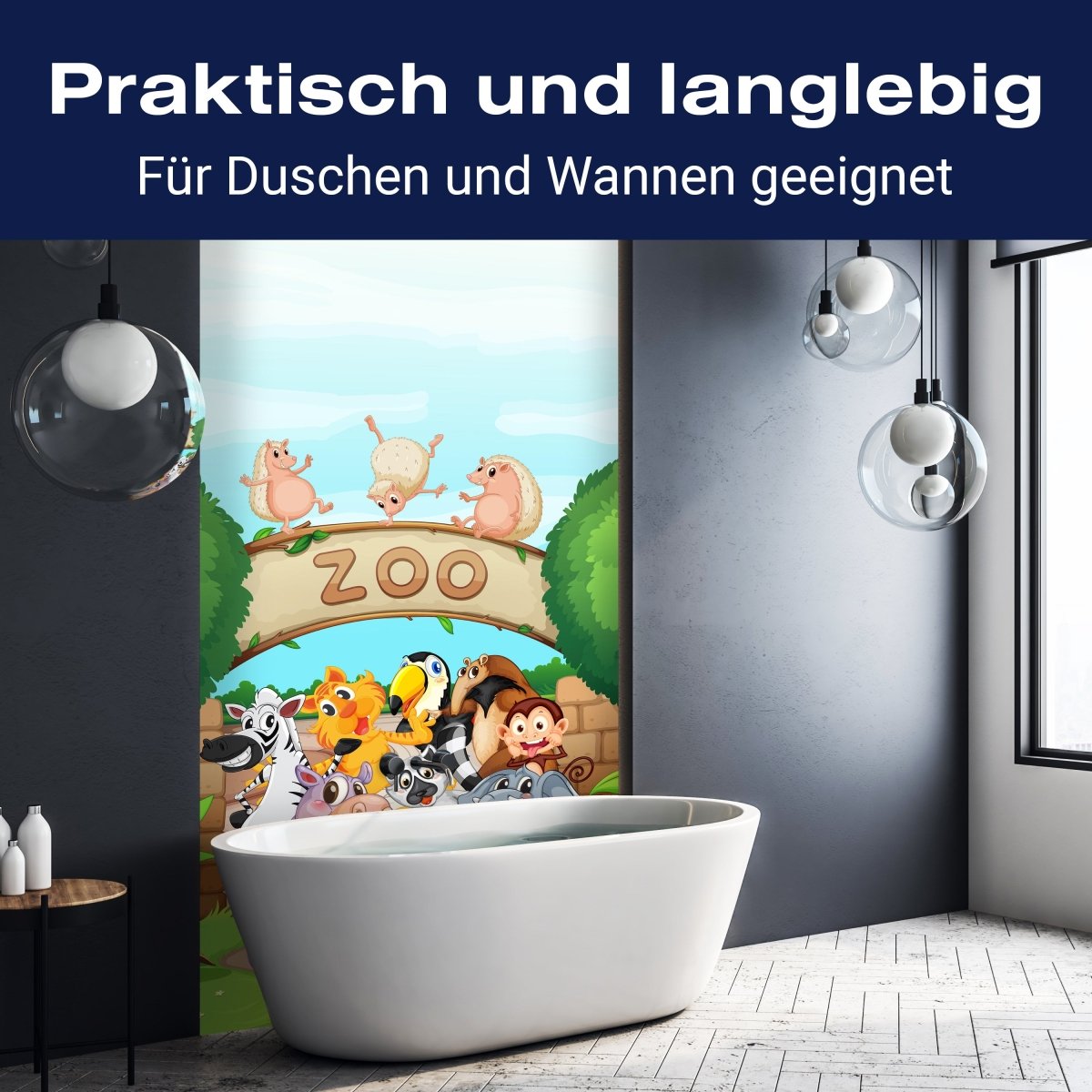 Duschwand Zootiere Kinder M0302 entdecken - Bild 3 Duschwand Zootiere Kinder M0302 entdecken - Bild 3