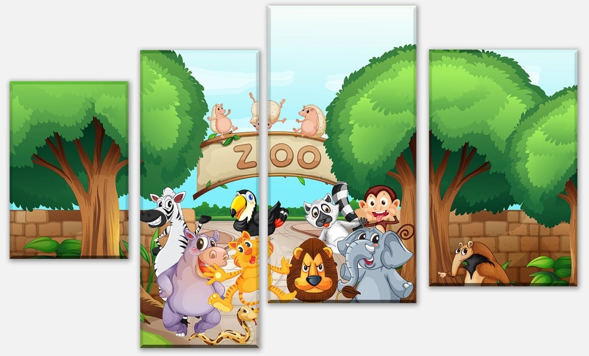 Leinwandbild Mehrteiler Zootiere Kinder M0302 Leinwandbild Mehrteiler Zootiere Kinder M0302