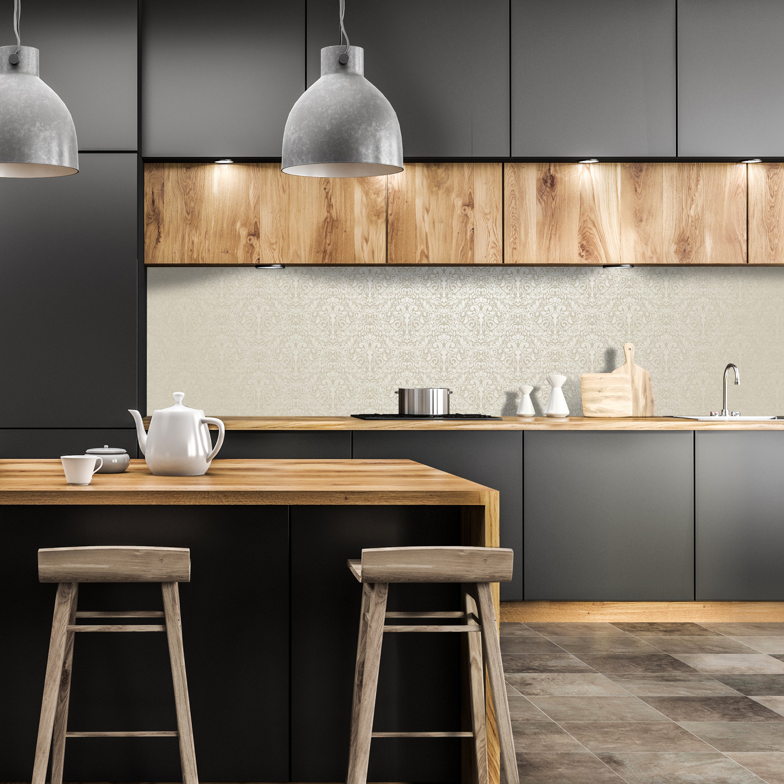 Küchenrückwand Barockmuster Beige M0306 entdecken - Bild 1 Küchenrückwand Barockmuster Beige M0306 entdecken - Bild 1