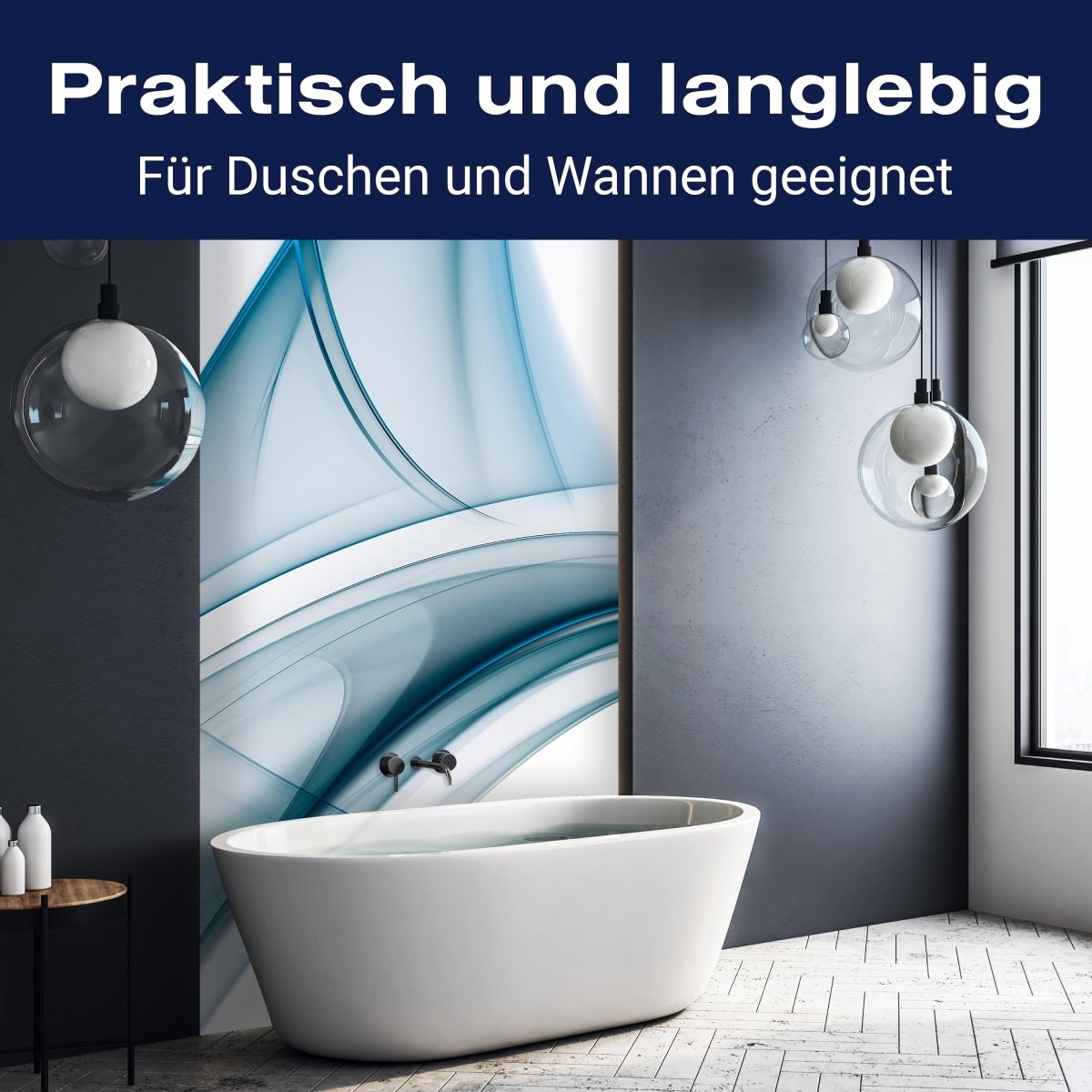 Duschwand Blaue Glaswelle M0307 entdecken - Bild 3 Duschwand Blaue Glaswelle M0307 entdecken - Bild 3