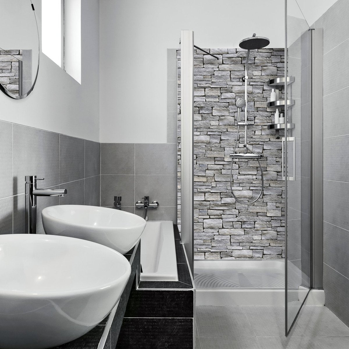 Duschwand Grober Stein Grau M0311 entdecken - Bild 1 Duschwand Grober Stein Grau M0311 entdecken - Bild 1