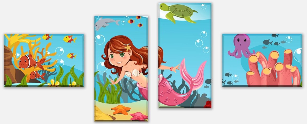 Leinwandbild Mehrteiler kleine Meerjungfrau M0318 Leinwandbild Mehrteiler kleine Meerjungfrau M0318
