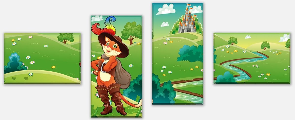 Leinwandbild Mehrteiler Gestiefelter Kater M0320 Leinwandbild Mehrteiler Gestiefelter Kater M0320