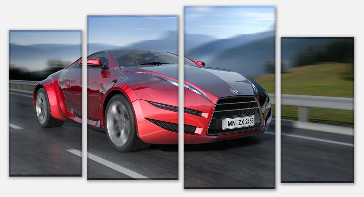 Leinwandbild Mehrteiler Fahrender Sportwagen M0332 Leinwandbild Mehrteiler Fahrender Sportwagen M0332