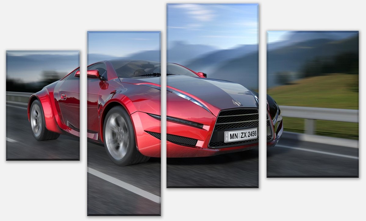 Leinwandbild Mehrteiler Fahrender Sportwagen M0332 Leinwandbild Mehrteiler Fahrender Sportwagen M0332