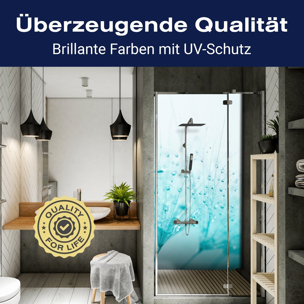 Duschwand Pusteblume Türkis M0347 entdecken - Bild 2 Duschwand Pusteblume Türkis M0347 entdecken - Bild 2