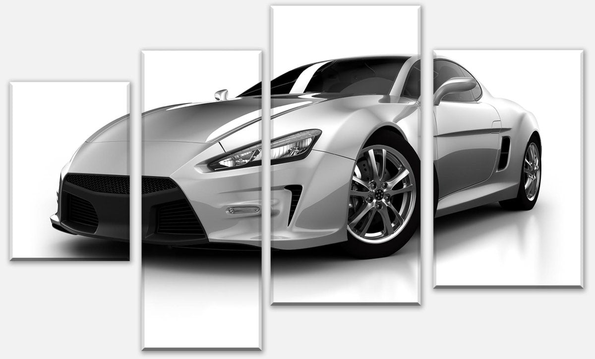 Leinwandbild Mehrteiler Silberner Sportwagen M0372 Leinwandbild Mehrteiler Silberner Sportwagen M0372