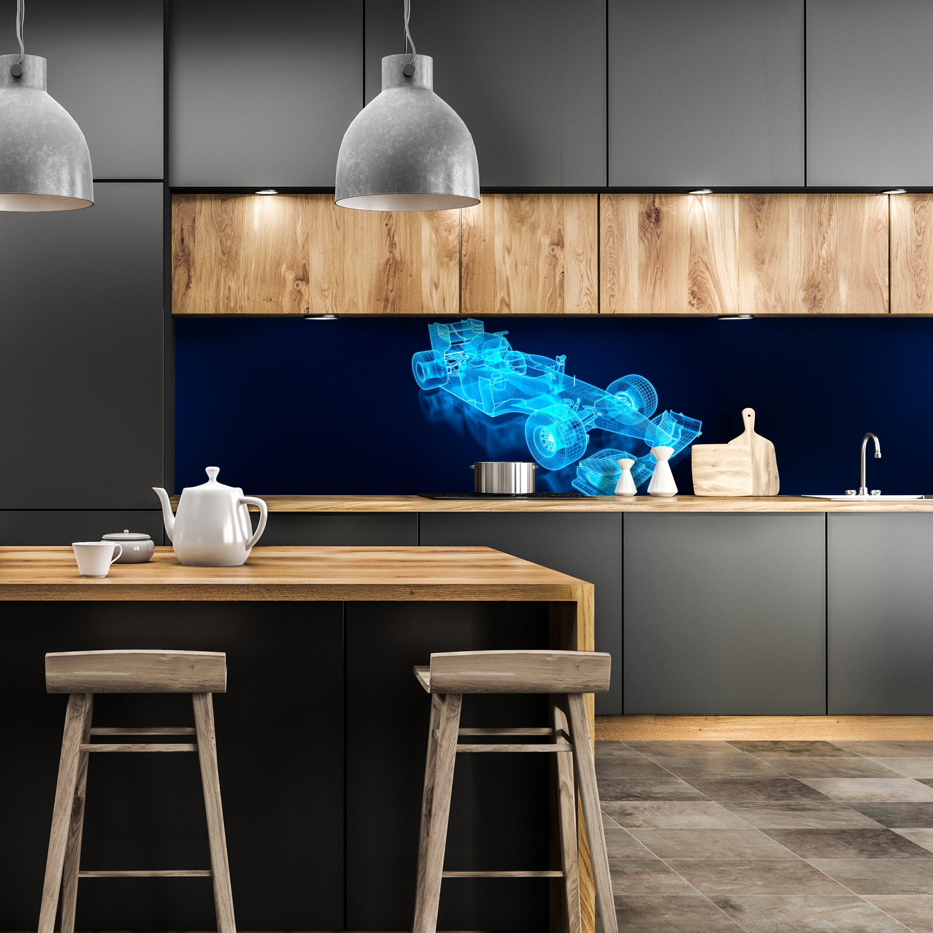 Küchenrückwand Rennwagen Gitternetz M0377 entdecken - Bild 1 Küchenrückwand Rennwagen Gitternetz M0377 entdecken - Bild 1