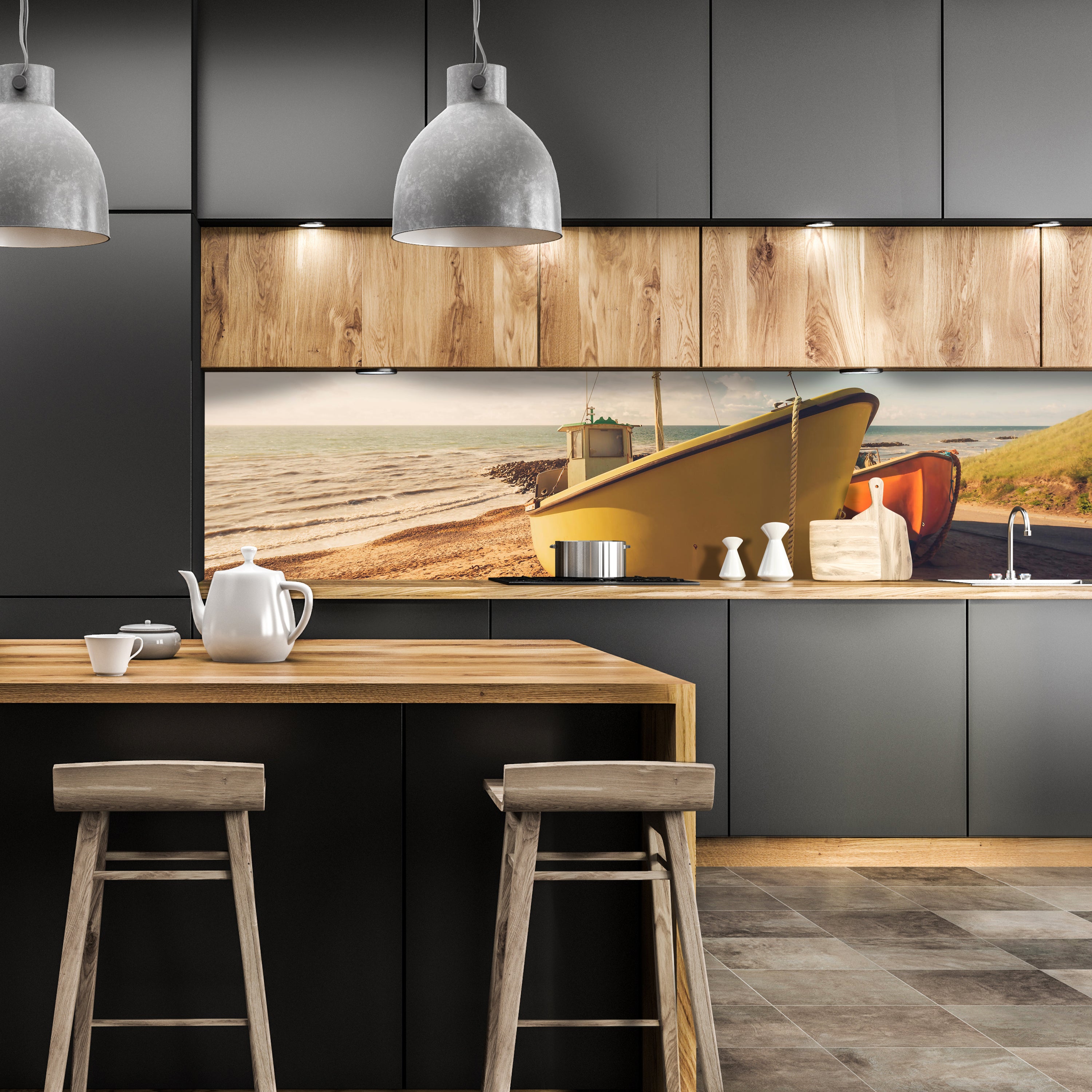 Küchenrückwand Boote Am Strand M0388 entdecken - Bild 1 Küchenrückwand Boote Am Strand M0388 entdecken - Bild 1