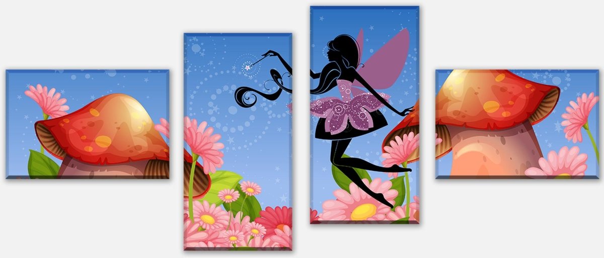 Leinwandbild Mehrteiler Fee im Blumenfeld M0392 Leinwandbild Mehrteiler Fee im Blumenfeld M0392