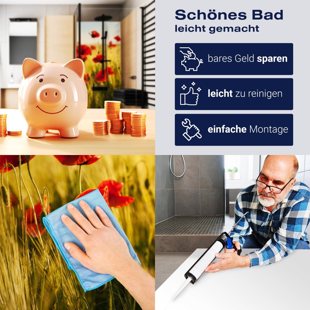 Duschwand Kornfeld mit Mohnblumen M0398 entdecken - Bild 7 Duschwand Kornfeld mit Mohnblumen M0398 entdecken - Bild 7