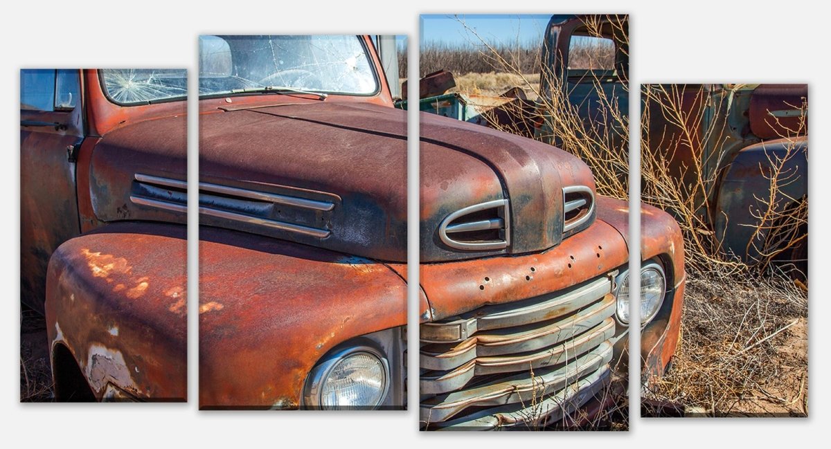 Leinwandbild Mehrteiler Roter Picup M0406 Leinwandbild Mehrteiler Roter Picup M0406