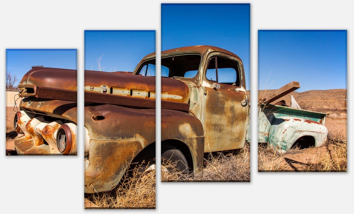 Leinwandbild Mehrteiler Alter Picup in der Wüste M0407 Leinwandbild Mehrteiler Alter Picup in der Wüste M0407