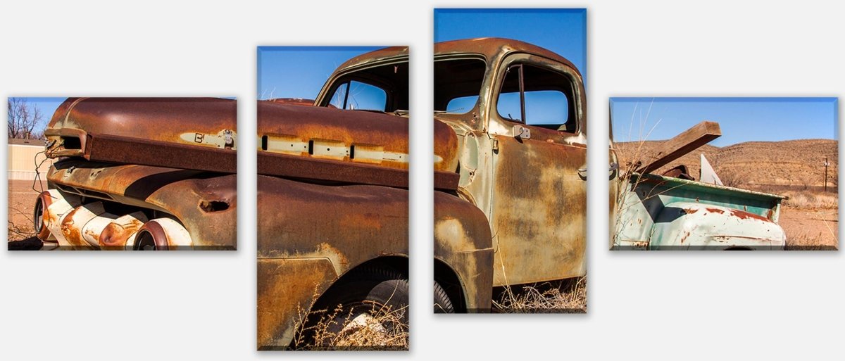 Leinwandbild Mehrteiler Alter Picup in der Wüste M0407 Leinwandbild Mehrteiler Alter Picup in der Wüste M0407