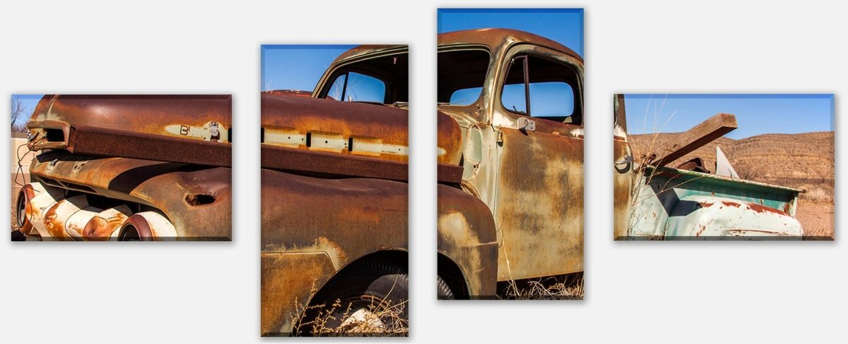 Leinwandbild Mehrteiler Alter Picup in der Wüste M0407 Leinwandbild Mehrteiler Alter Picup in der Wüste M0407