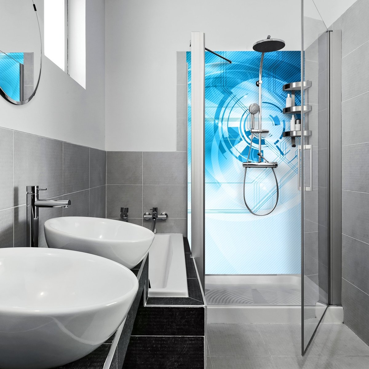 Duschwand Abstrakt Technik 2 M0428 entdecken - Bild 1 Duschwand Abstrakt Technik 2 M0428 entdecken - Bild 1