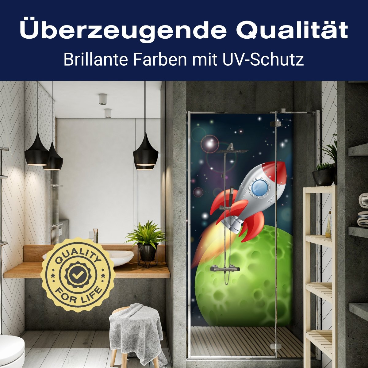 Duschwand Rakete im Weltall M0432 entdecken - Bild 2 Duschwand Rakete im Weltall M0432 entdecken - Bild 2
