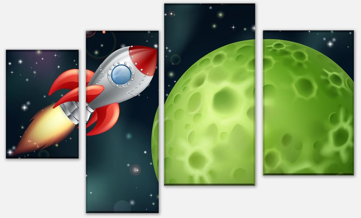 Leinwandbild Mehrteiler Rakete im Weltall M0432 Leinwandbild Mehrteiler Rakete im Weltall M0432