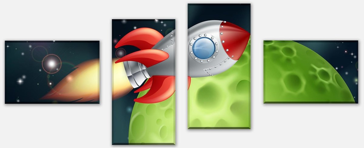 Leinwandbild Mehrteiler Rakete im Weltall M0432 Leinwandbild Mehrteiler Rakete im Weltall M0432