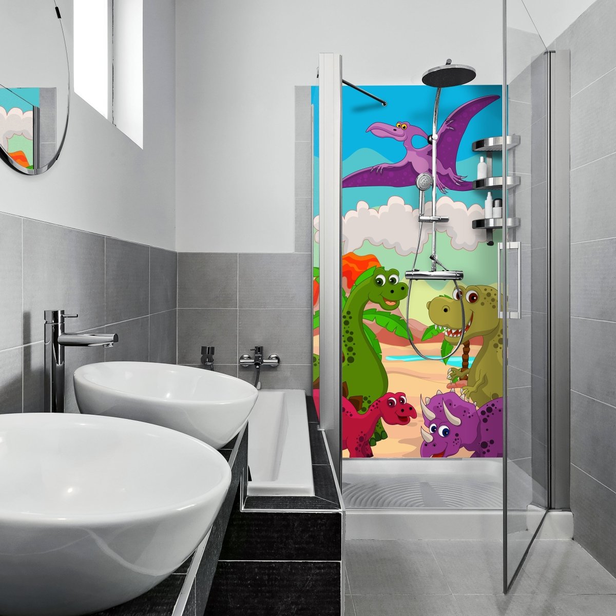 Duschwand Dinosaurier M0433 entdecken - Bild 1 Duschwand Dinosaurier M0433 entdecken - Bild 1
