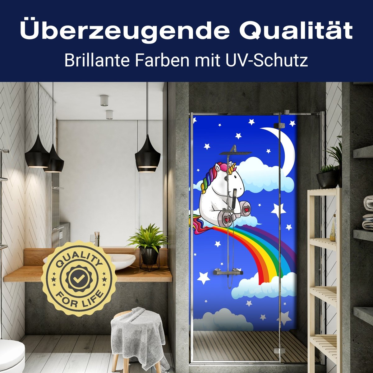 Duschwand Regenbogen-Einhorn M0434 entdecken - Bild 2 Duschwand Regenbogen-Einhorn M0434 entdecken - Bild 2