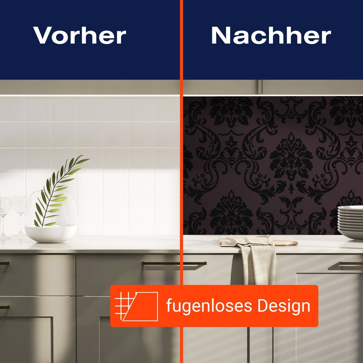 Küchenrückwand Barockmuster Schwarz M0464 entdecken - Bild 9 Küchenrückwand Barockmuster Schwarz M0464 entdecken - Bild 9