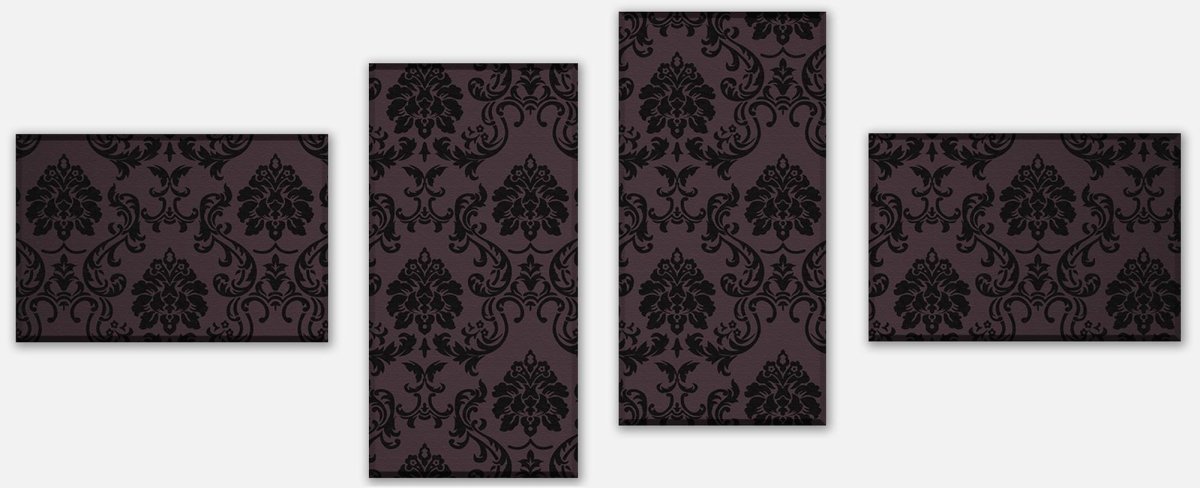 Leinwandbild Mehrteiler Barockmuster Schwarz M0464 Leinwandbild Mehrteiler Barockmuster Schwarz M0464