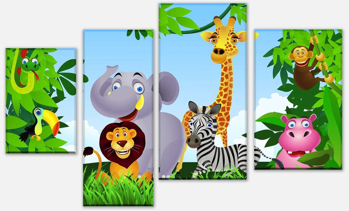 Leinwandbild Mehrteiler Dschungelfreunde M0496 Leinwandbild Mehrteiler Dschungelfreunde M0496