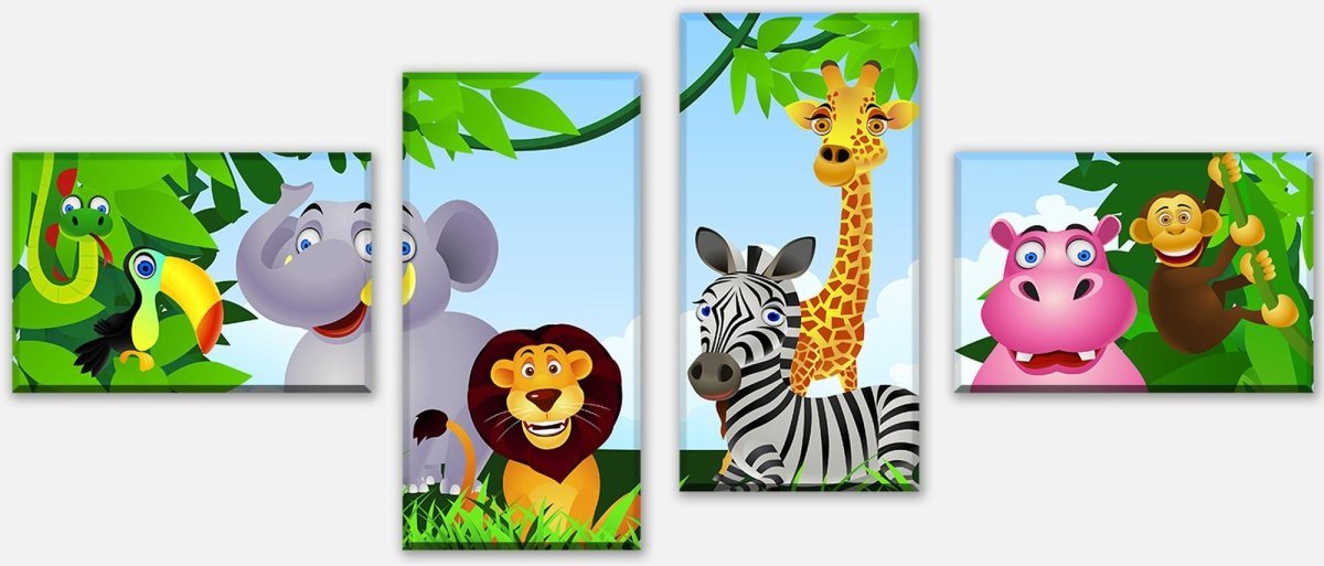 Leinwandbild Mehrteiler Dschungelfreunde M0496 Leinwandbild Mehrteiler Dschungelfreunde M0496