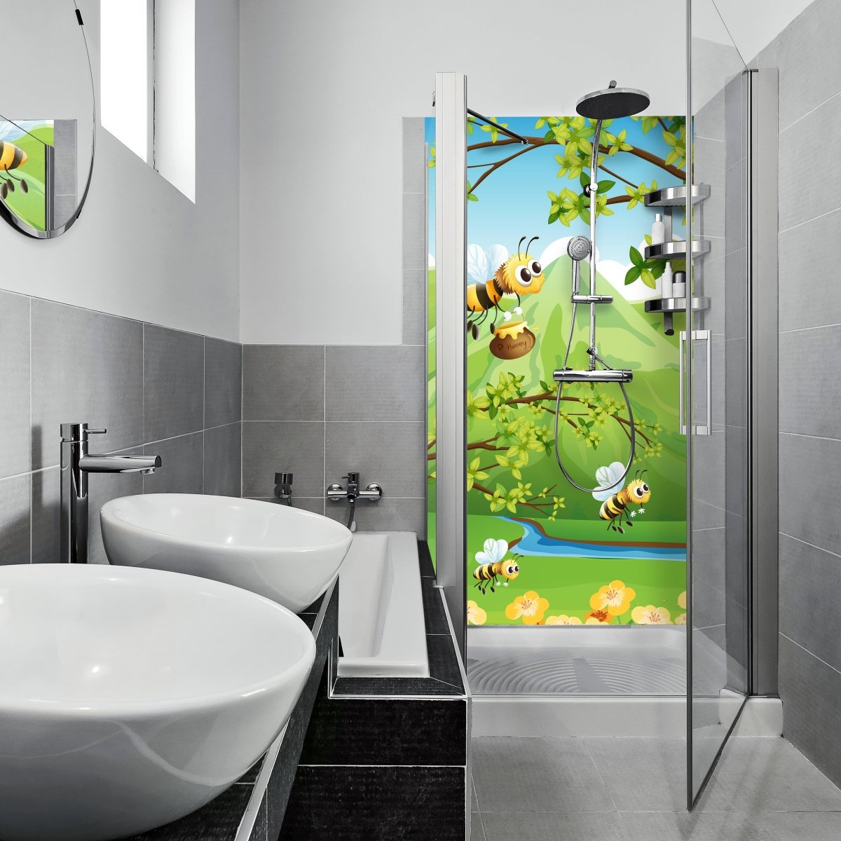 Duschwand Honigbienen M0497 entdecken - Bild 1 Duschwand Honigbienen M0497 entdecken - Bild 1