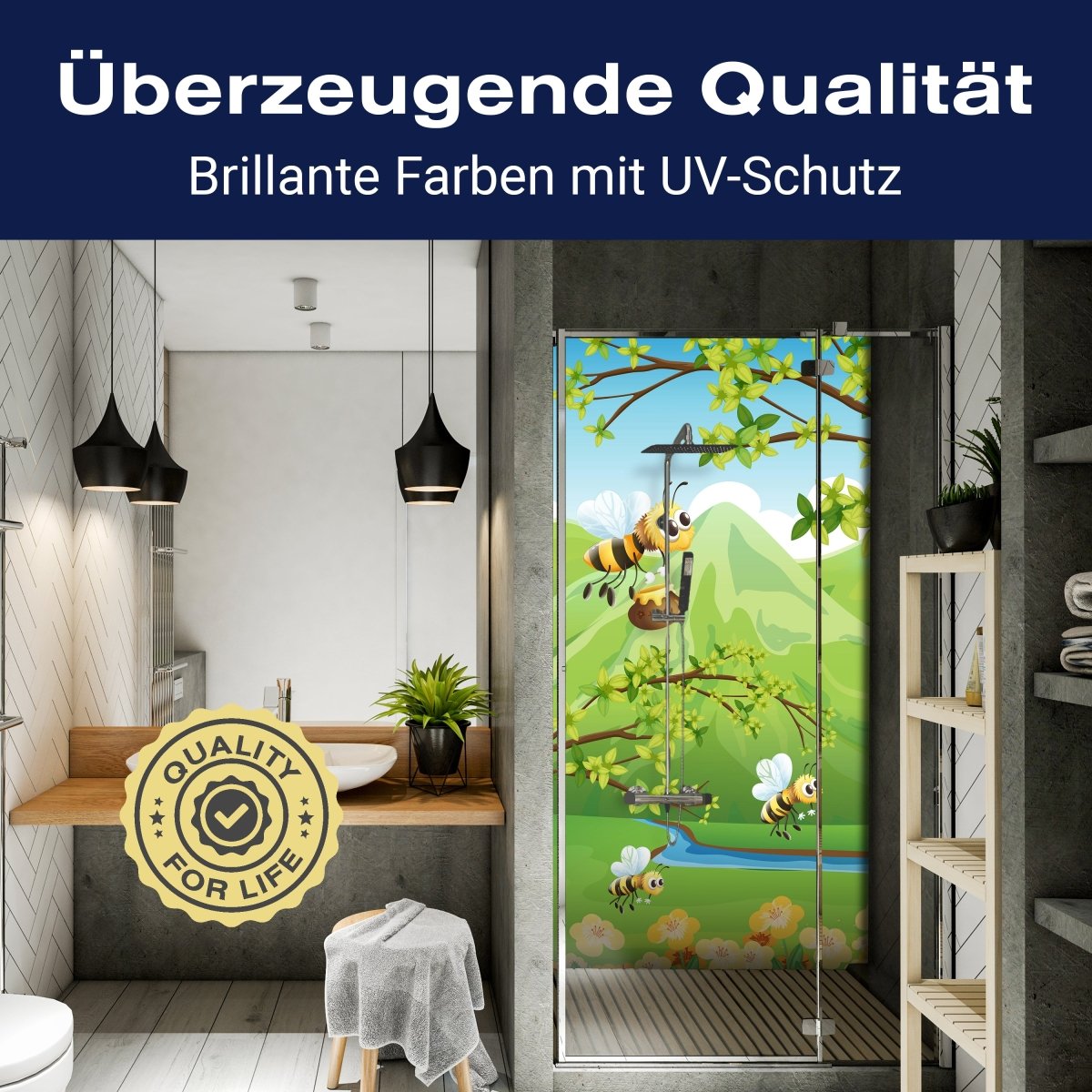 Duschwand Honigbienen M0497 entdecken - Bild 2 Duschwand Honigbienen M0497 entdecken - Bild 2