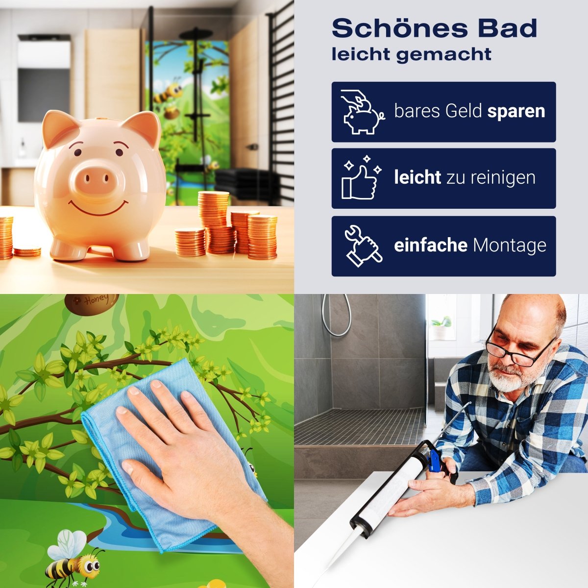 Duschwand Honigbienen M0497 entdecken - Bild 7 Duschwand Honigbienen M0497 entdecken - Bild 7