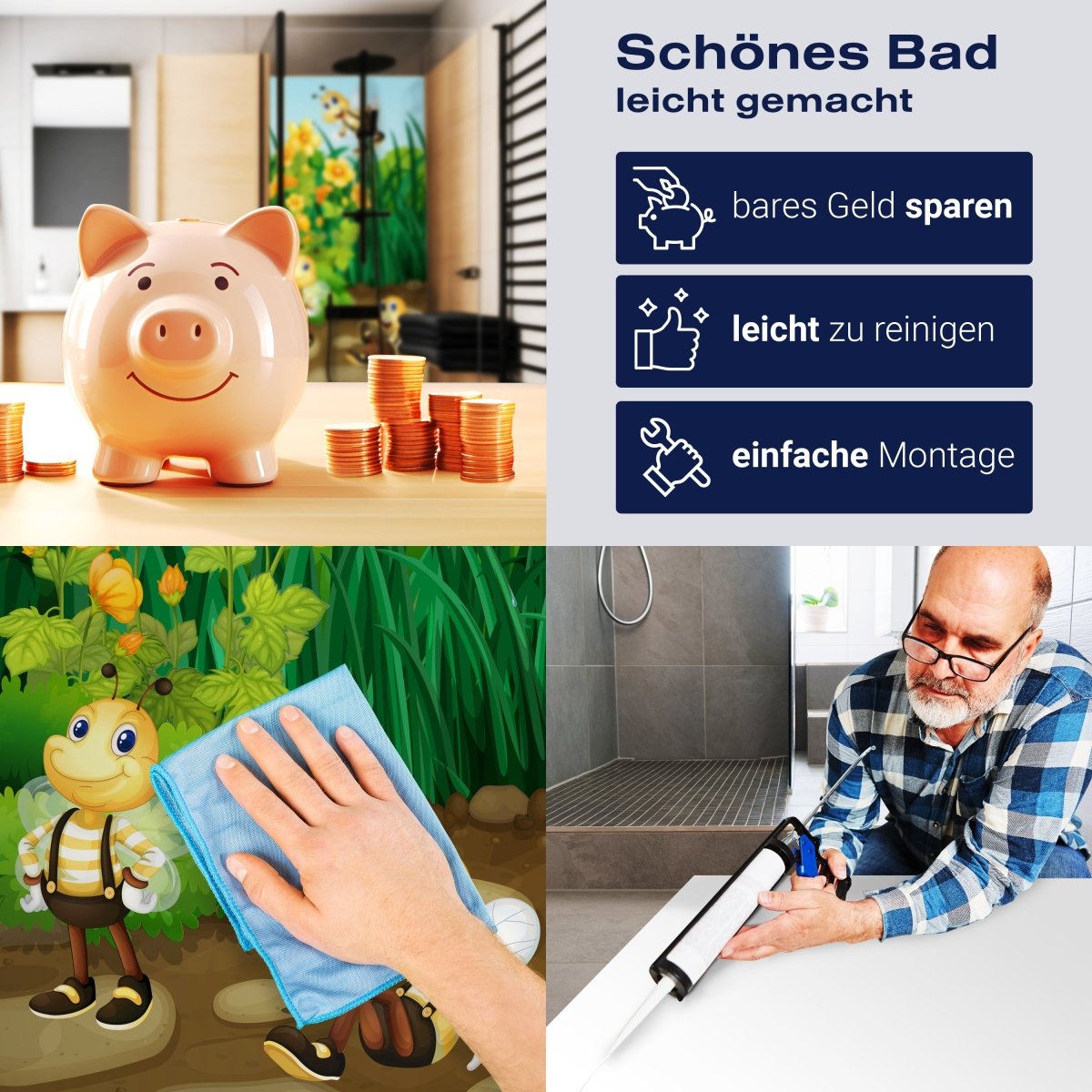 Duschwand Bienen im Garten M0498 entdecken - Bild 7 Duschwand Bienen im Garten M0498 entdecken - Bild 7