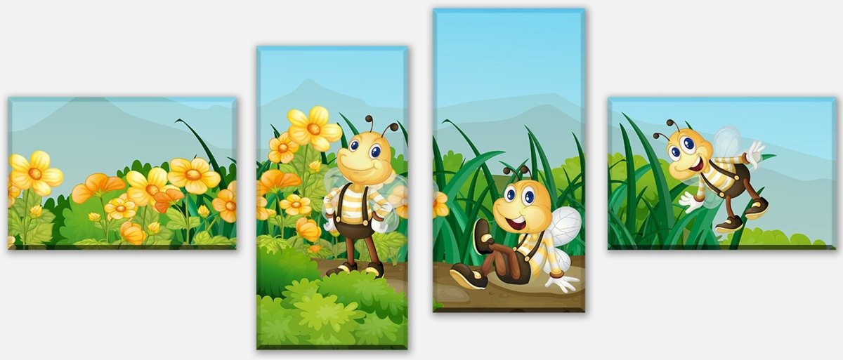 Leinwandbild Mehrteiler Bienen im Garten M0498 Leinwandbild Mehrteiler Bienen im Garten M0498