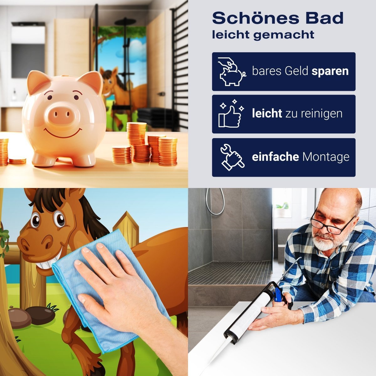 Duschwand Pferde auf der Wiese M0500 entdecken - Bild 7 Duschwand Pferde auf der Wiese M0500 entdecken - Bild 7