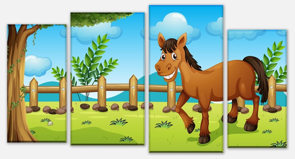 Leinwandbild Mehrteiler Pferde auf der Wiese M0500 Leinwandbild Mehrteiler Pferde auf der Wiese M0500