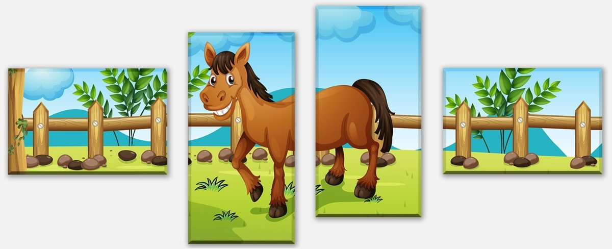 Leinwandbild Mehrteiler Pferde auf der Wiese M0500 Leinwandbild Mehrteiler Pferde auf der Wiese M0500