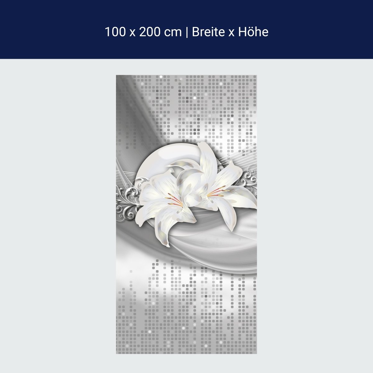 Duschwand abstrakte Lilien grau silber M0524 Duschwand abstrakte Lilien grau silber M0524