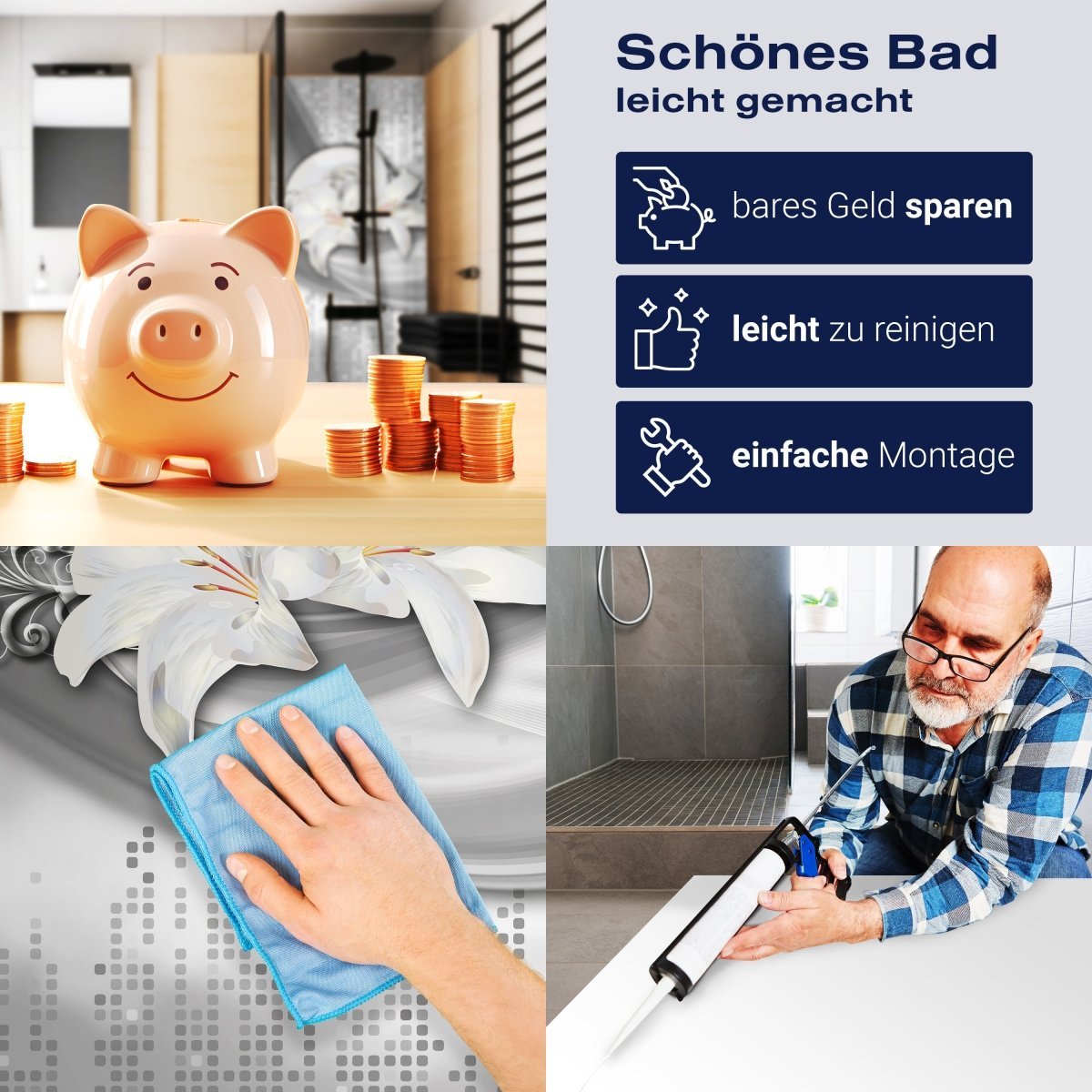 Duschwand abstrakte Lilien grau silber M0524 entdecken - Bild 7 Duschwand abstrakte Lilien grau silber M0524 entdecken - Bild 7