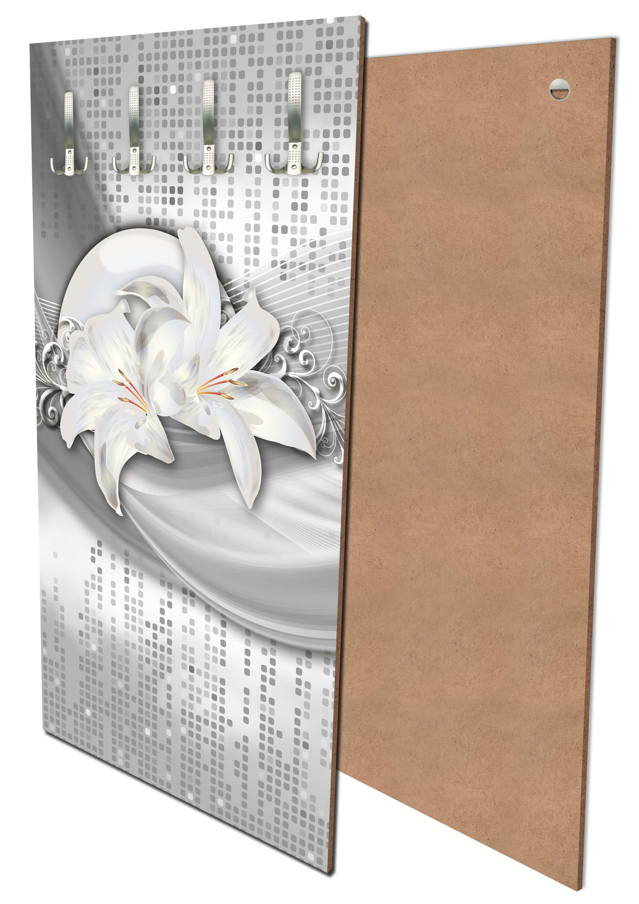 Garderobe abstrakte Lilien grau silber M0524 entdecken - Bild 1 Garderobe abstrakte Lilien grau silber M0524 entdecken - Bild 1