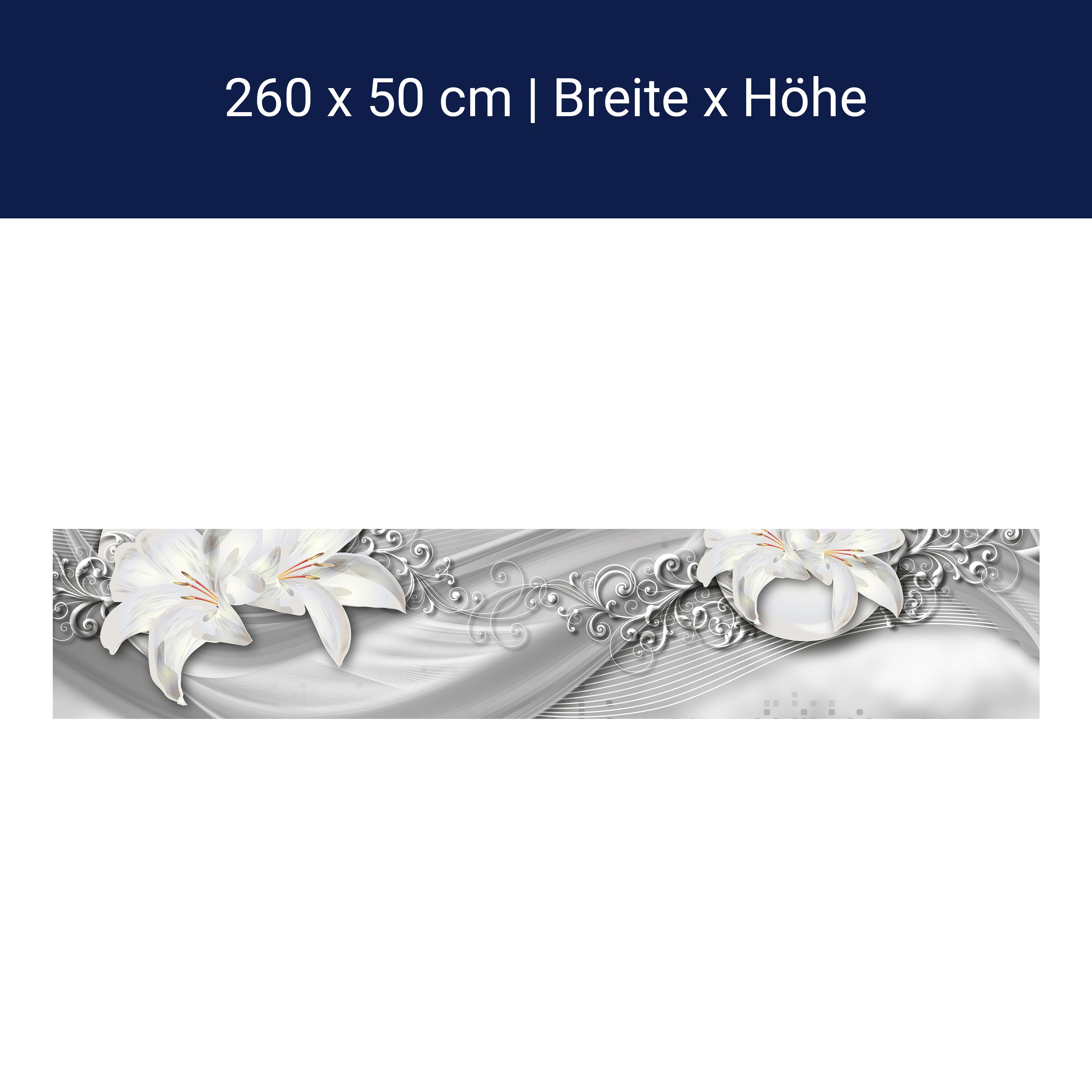 Küchenrückwand abstrakte Lilien grau silber M0524 Küchenrückwand abstrakte Lilien grau silber M0524