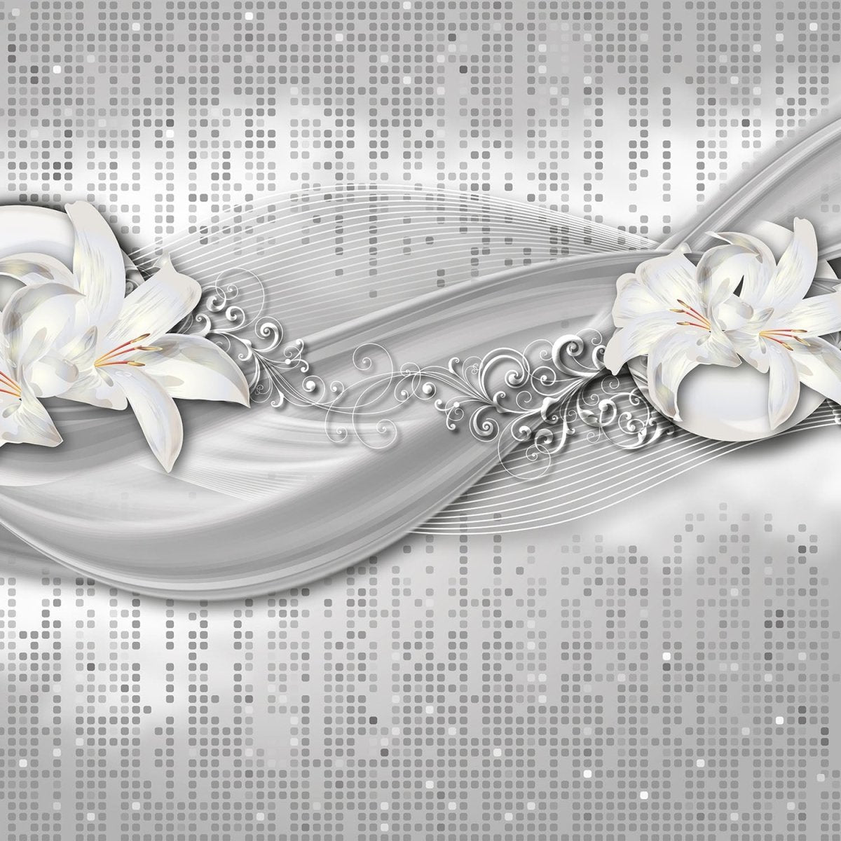 Beistelltisch abstrakte Lilien grau silber M0524 entdecken - Bild 2 Beistelltisch abstrakte Lilien grau silber M0524 entdecken - Bild 2