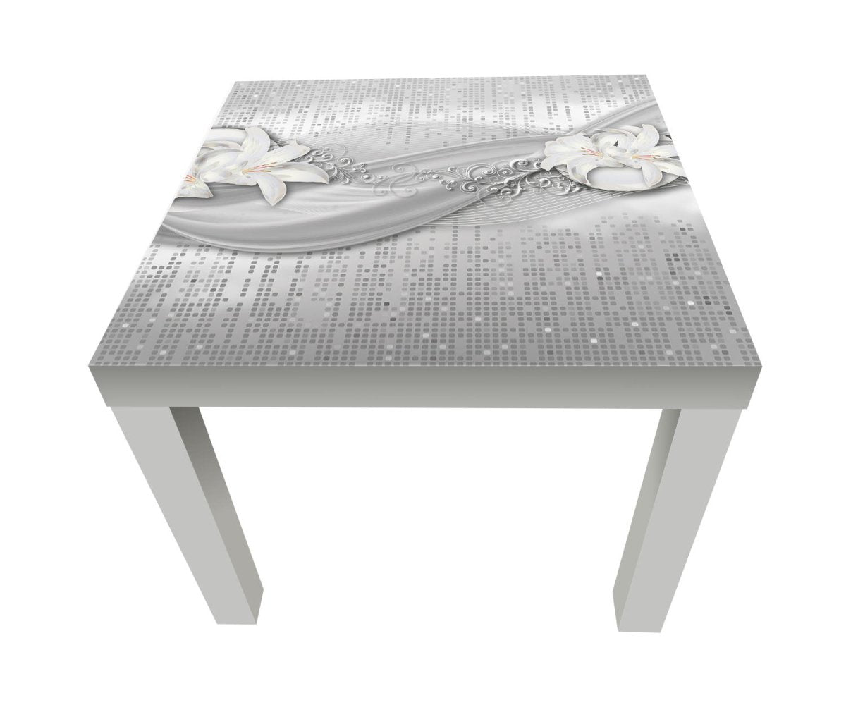 Beistelltisch abstrakte Lilien grau silber M0524 entdecken - Bild 1 Beistelltisch abstrakte Lilien grau silber M0524 entdecken - Bild 1