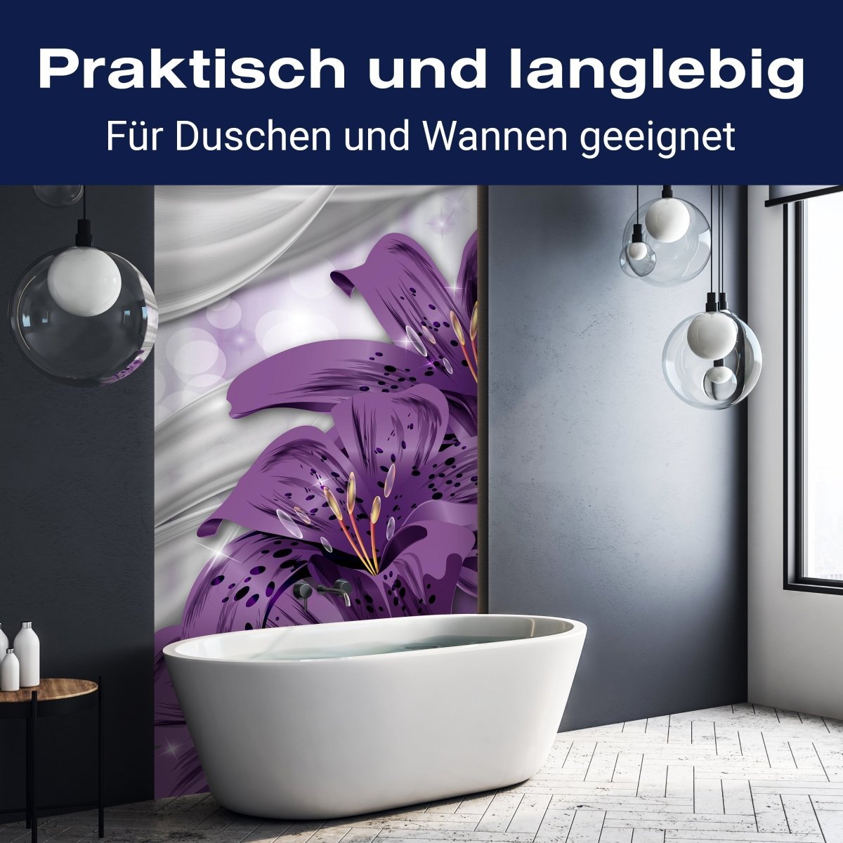 Duschwand Lilie Lila abstrakt M0526 entdecken - Bild 3 Duschwand Lilie Lila abstrakt M0526 entdecken - Bild 3